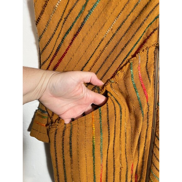 Soft Surroundings Mustard Stripe Zip Cardigan Jacket Asymmetrical Pockets Size L - Picture 4 of 14